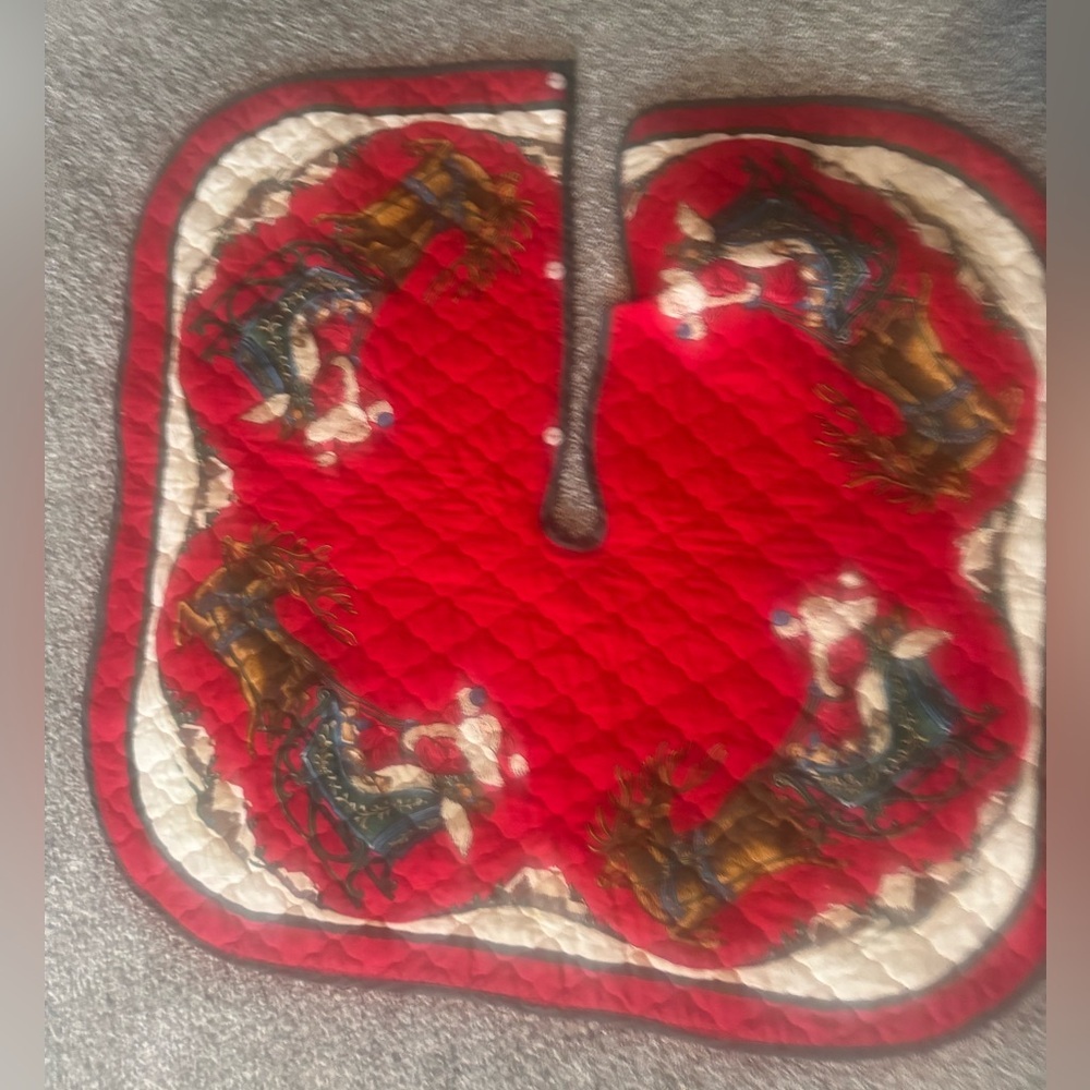 Vintage Red Quilted Christmas Tree Skirt